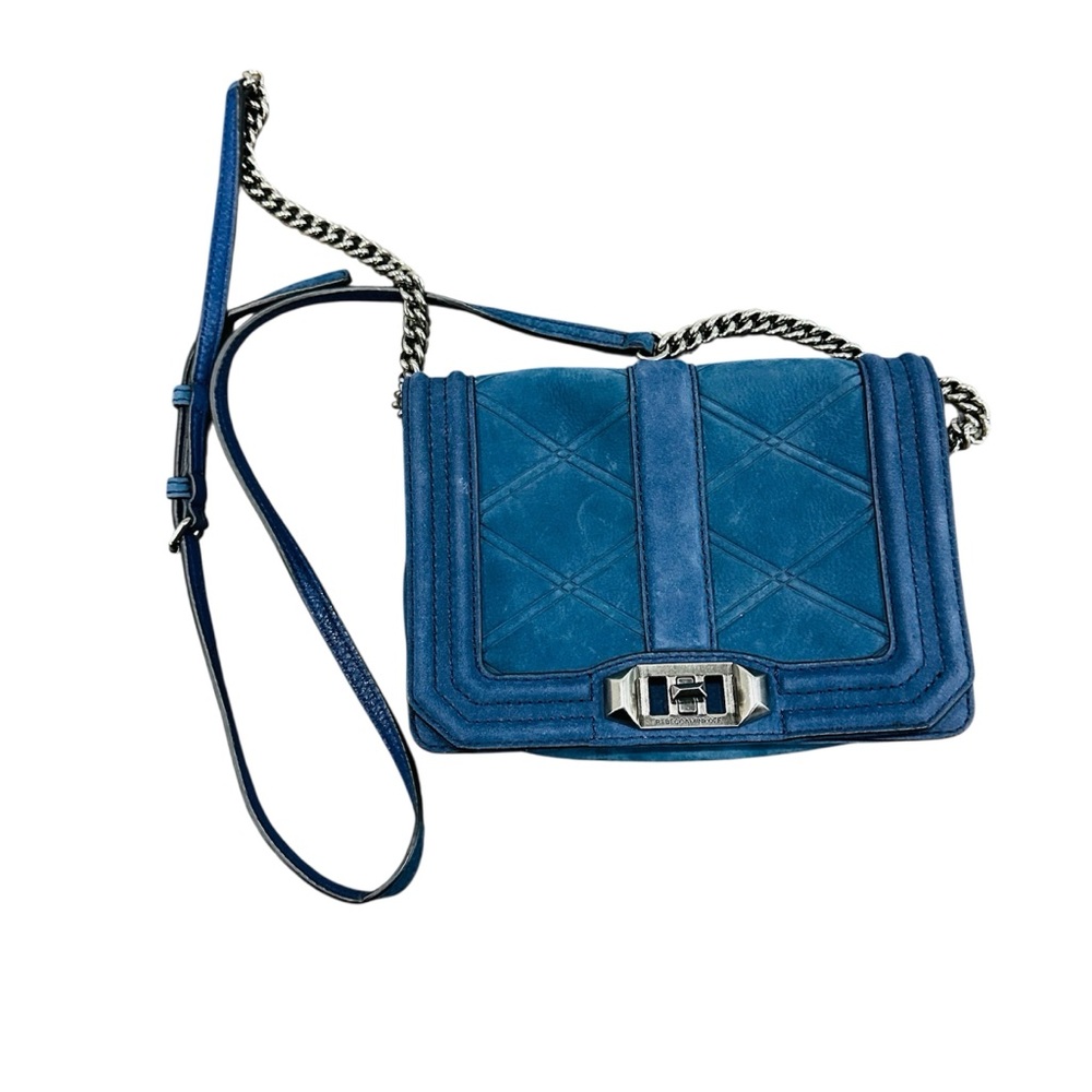 Rebecca Minkoff Small Love Crossbody Embossed Leather in True Navy